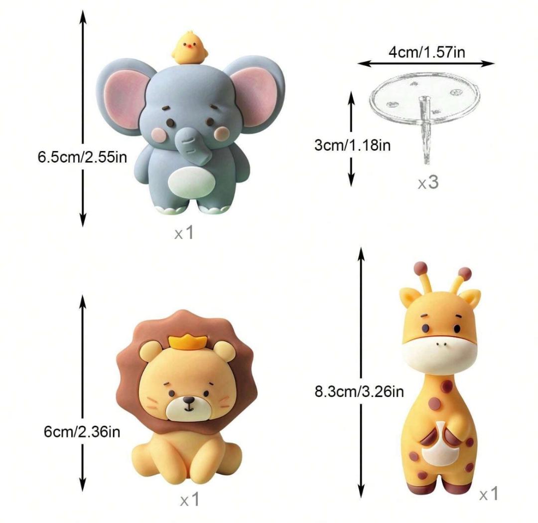 Décoration de gâteaux ANIMAUX SAUVAGES (3 pièces)