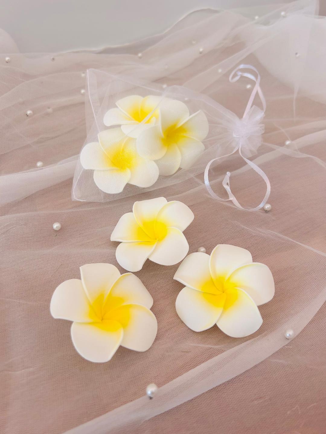 FLEURS DE FRANGIPANIER Blanche Artificielles 3 pièces