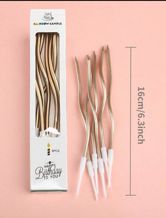 Bougies courbées CHAMPAGNE (6 pièces)