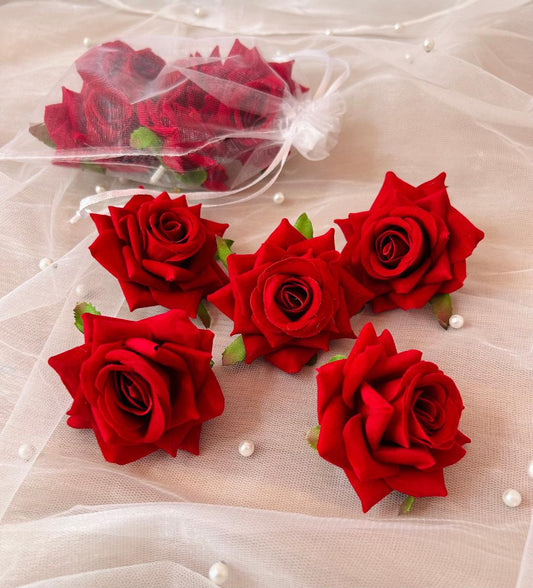 ROSE rouge VELOUR LOT de 5