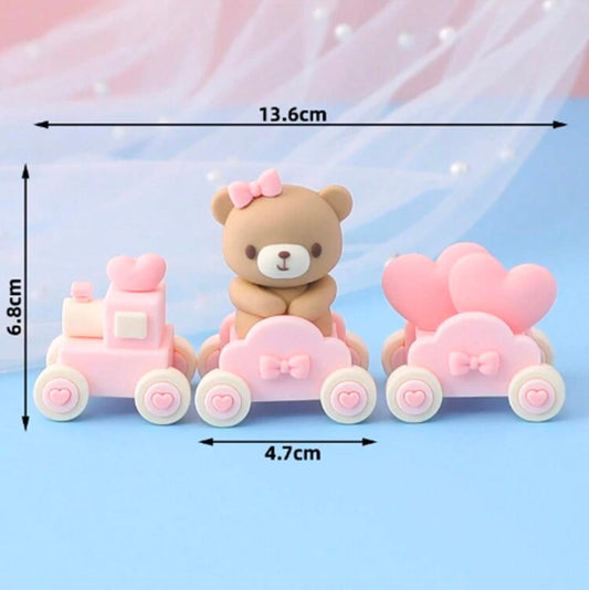 MINI OURSON AVEC PETIT TRAIN ROSE